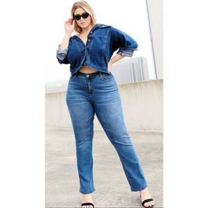 Ashley Stewart Legendary Medium Blue Bootcut Jeans - 24